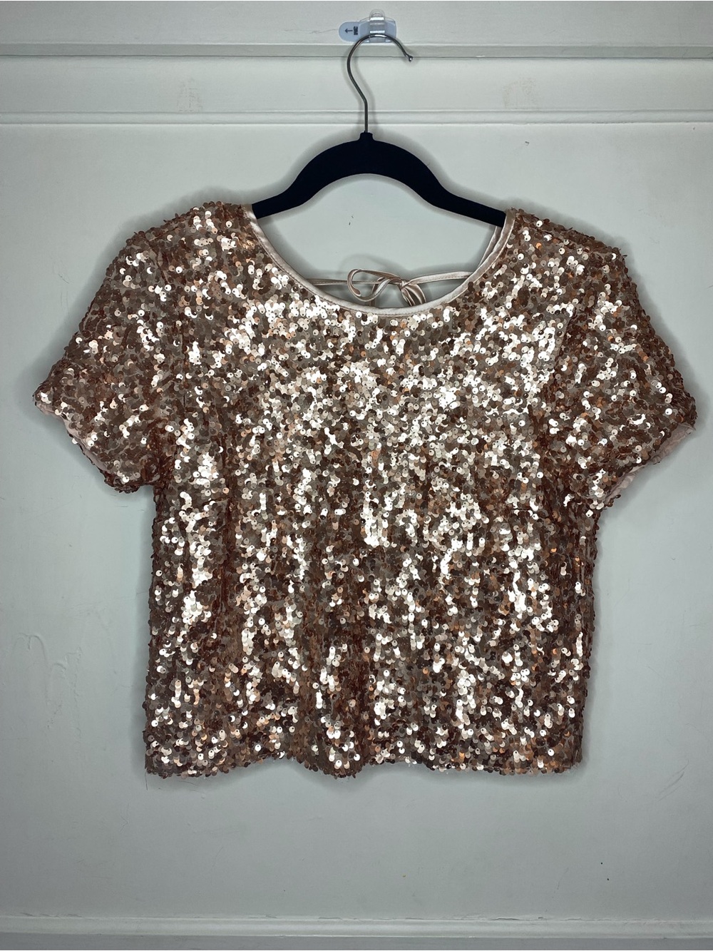 Abercrombie & Fitch Rose Gold Sequin Crop Top